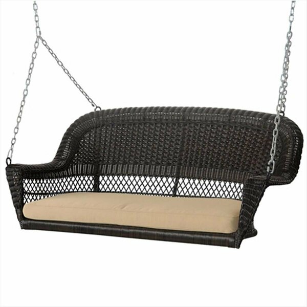 Propation Espresso Wicker Porch Swing With Tan Cushion PR2436885